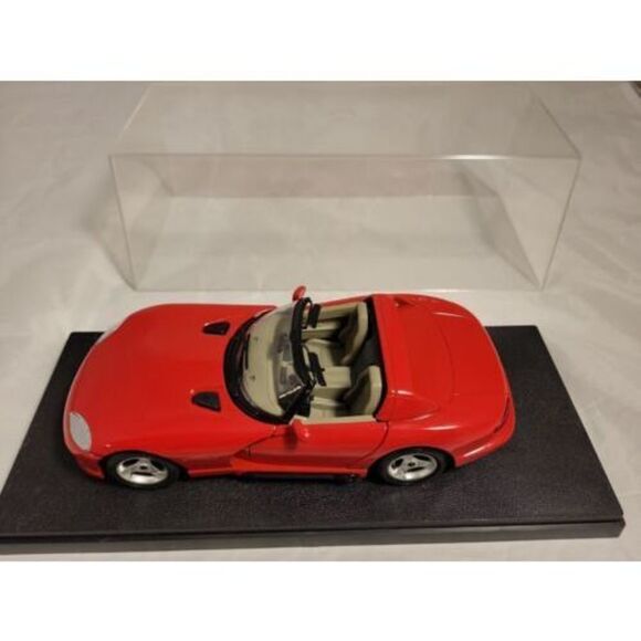 Dodge Red Viper Convertible Diecast By Ertl 1/18 Nice Detail w/ display case - Picture 1 of 12